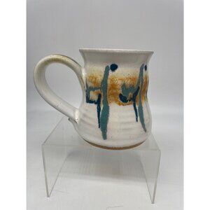 Brenner Tollivor Studio Pottery Mug With Abstract Blue & Brown Glaze Design